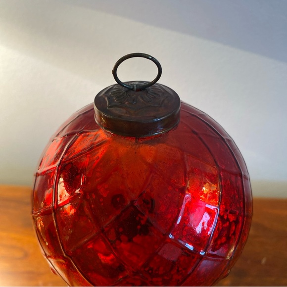 Antique Ruby Red Mercury Glass German Kugel Christmas Ornament Rare 134 Grams - Picture 2 of 9